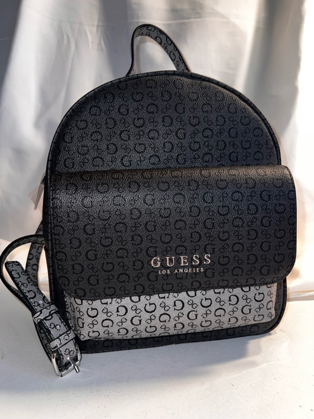 GUESS Backpack Creswell Logo Mini Signature Two-Tone Black & Gray